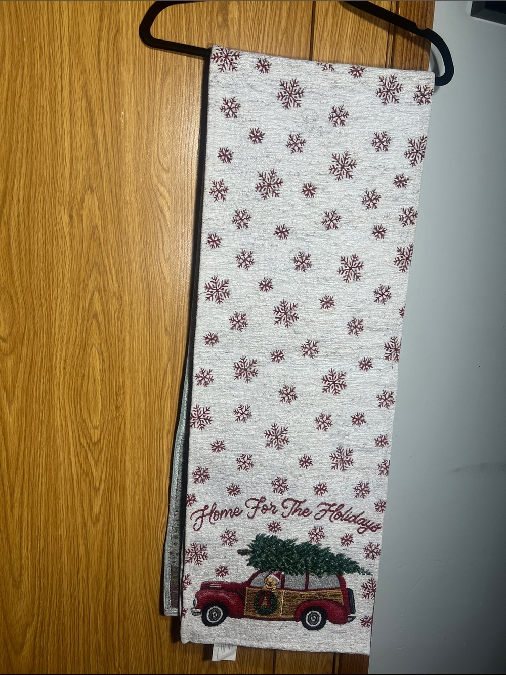 2 Holiday table runners with Red Snowflake & Vintage Truck Design